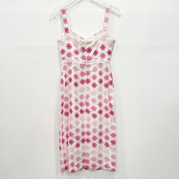 Lovers + Friends Reece Midi Dress Front Slit Embroidered Eyelet Flower Small - Picture 2 of 9
